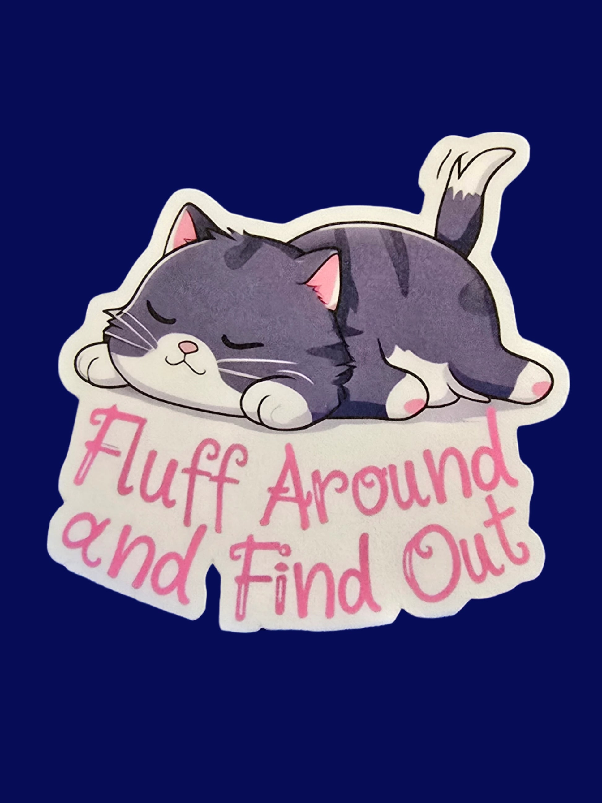 A vinyl decal sticker with a cartoon fox sleeping and the text 'zero given' in a playful font.