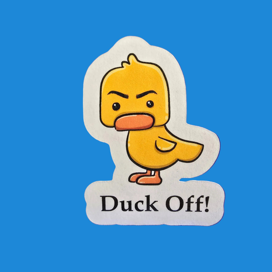 Duck Off Funny Sticker – Angry Duck Vinyl Decal – Designs by Mysh
