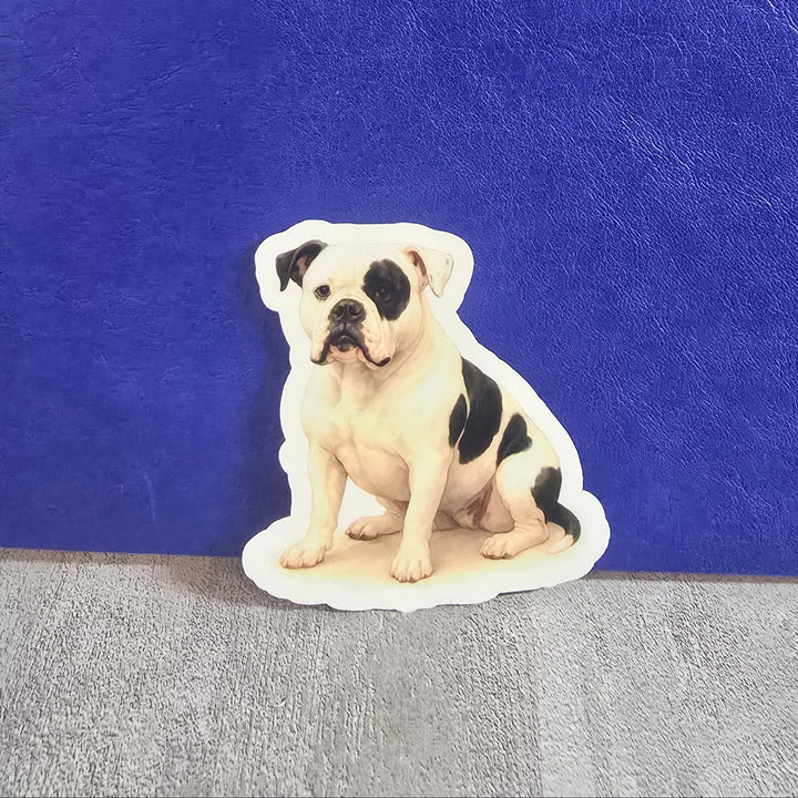 Adorable American Bulldog Sticker – Brighten Your Day with this Watercolor Pet Decal - Designs by Mysh