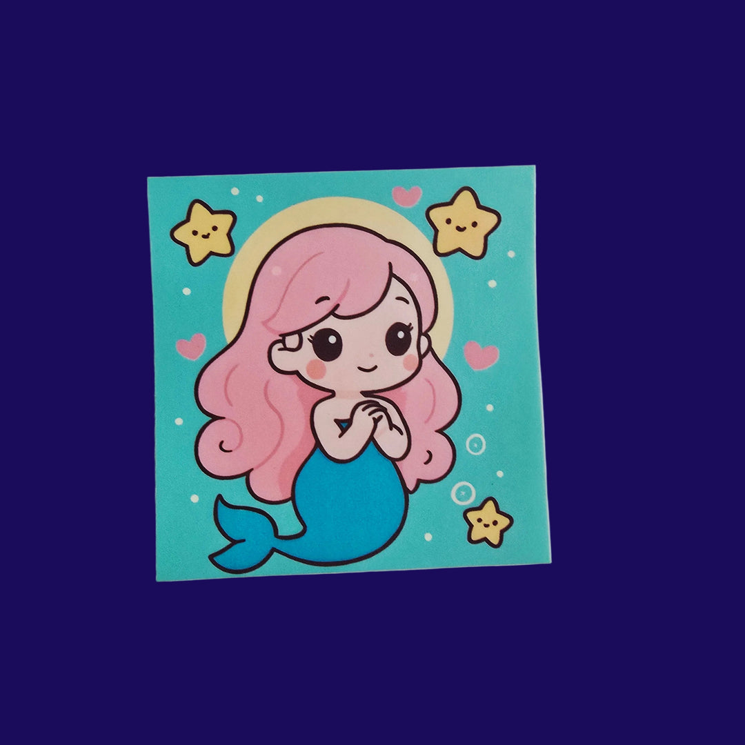 Kawaii Pink Mermaid Sticker – 3" Die-Cut Vinyl Sticker – Cute Cartoon Ocean Art for Water Bottles, Laptops, Journals, and Gifts - Designs by Mysh