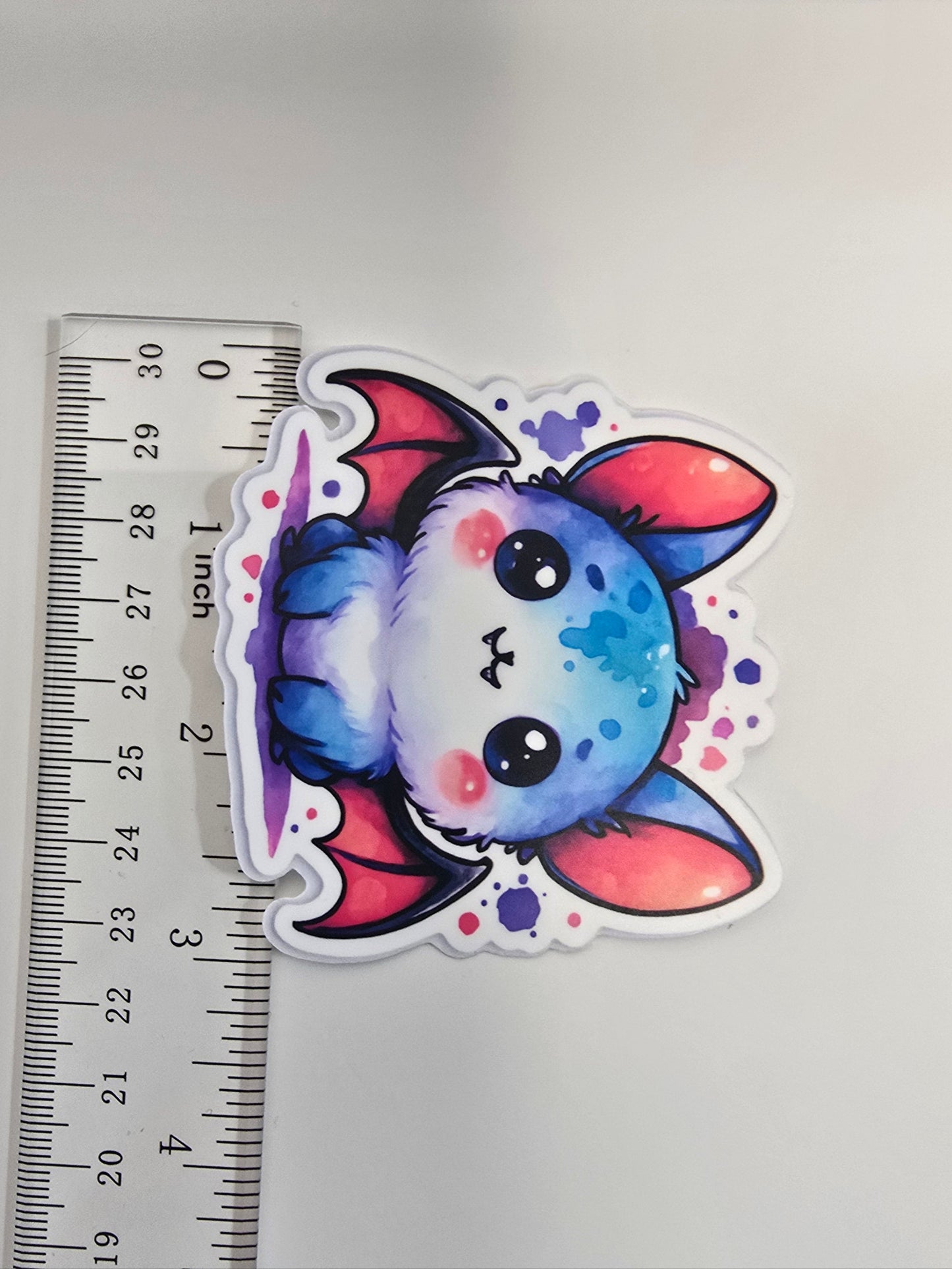 Kawaii Bat Sticker, Cute Watercolor Halloween Bat Decal, Spooky Cute Animal Vinyl, Gothic Fall Aesthetic Sticker - Designs by Mysh