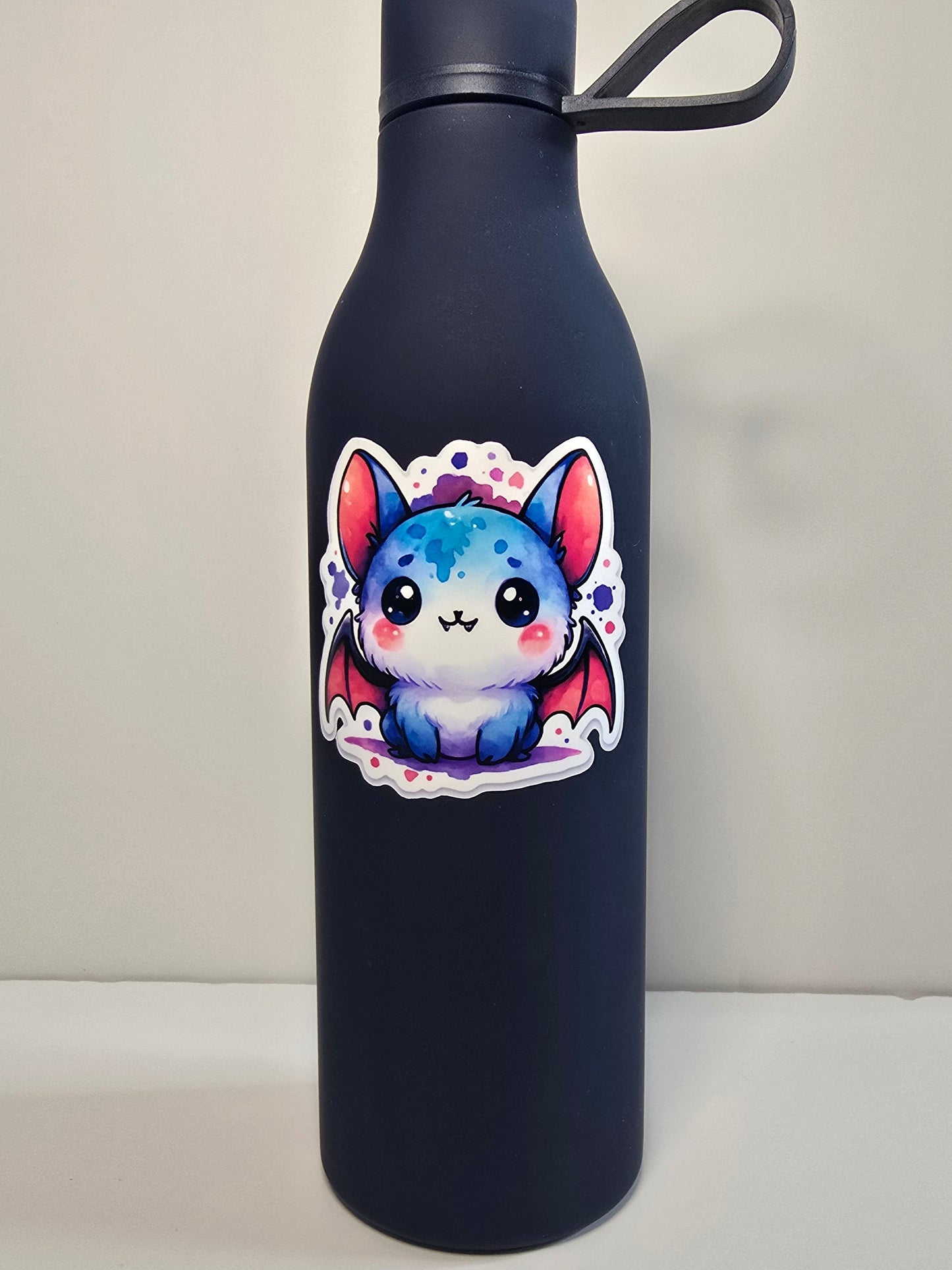 Kawaii Bat Sticker, Cute Watercolor Halloween Bat Decal, Spooky Cute Animal Vinyl, Gothic Fall Aesthetic Sticker - Designs by Mysh