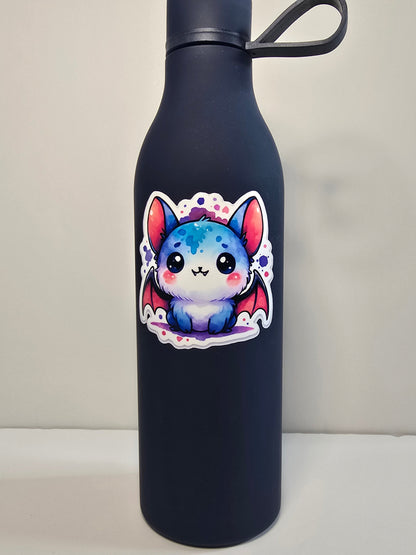 Kawaii Bat Sticker, Cute Watercolor Halloween Bat Decal, Spooky Cute Animal Vinyl, Gothic Fall Aesthetic Sticker - Designs by Mysh