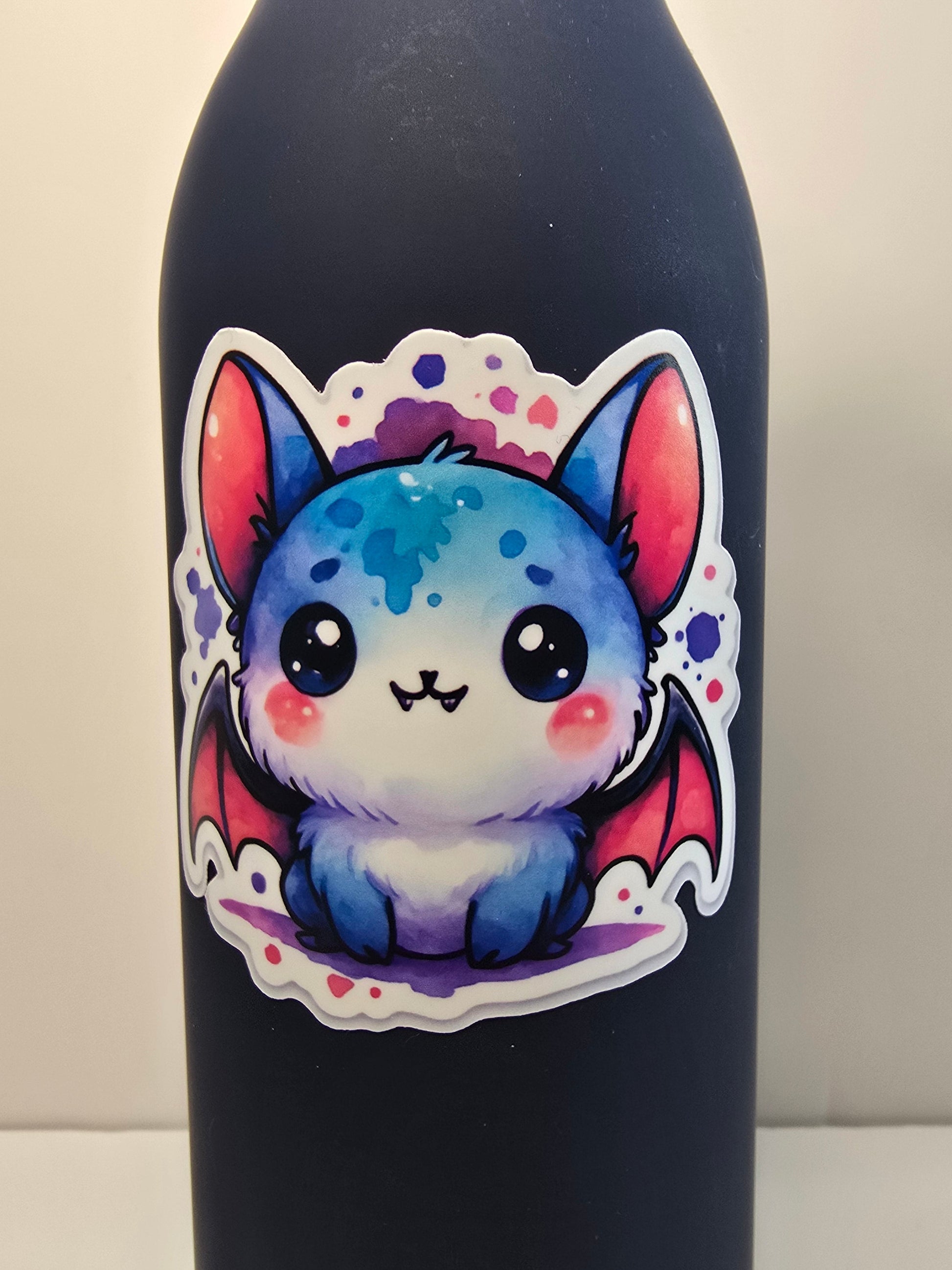 Kawaii Bat Sticker, Cute Watercolor Halloween Bat Decal, Spooky Cute Animal Vinyl, Gothic Fall Aesthetic Sticker - Designs by Mysh