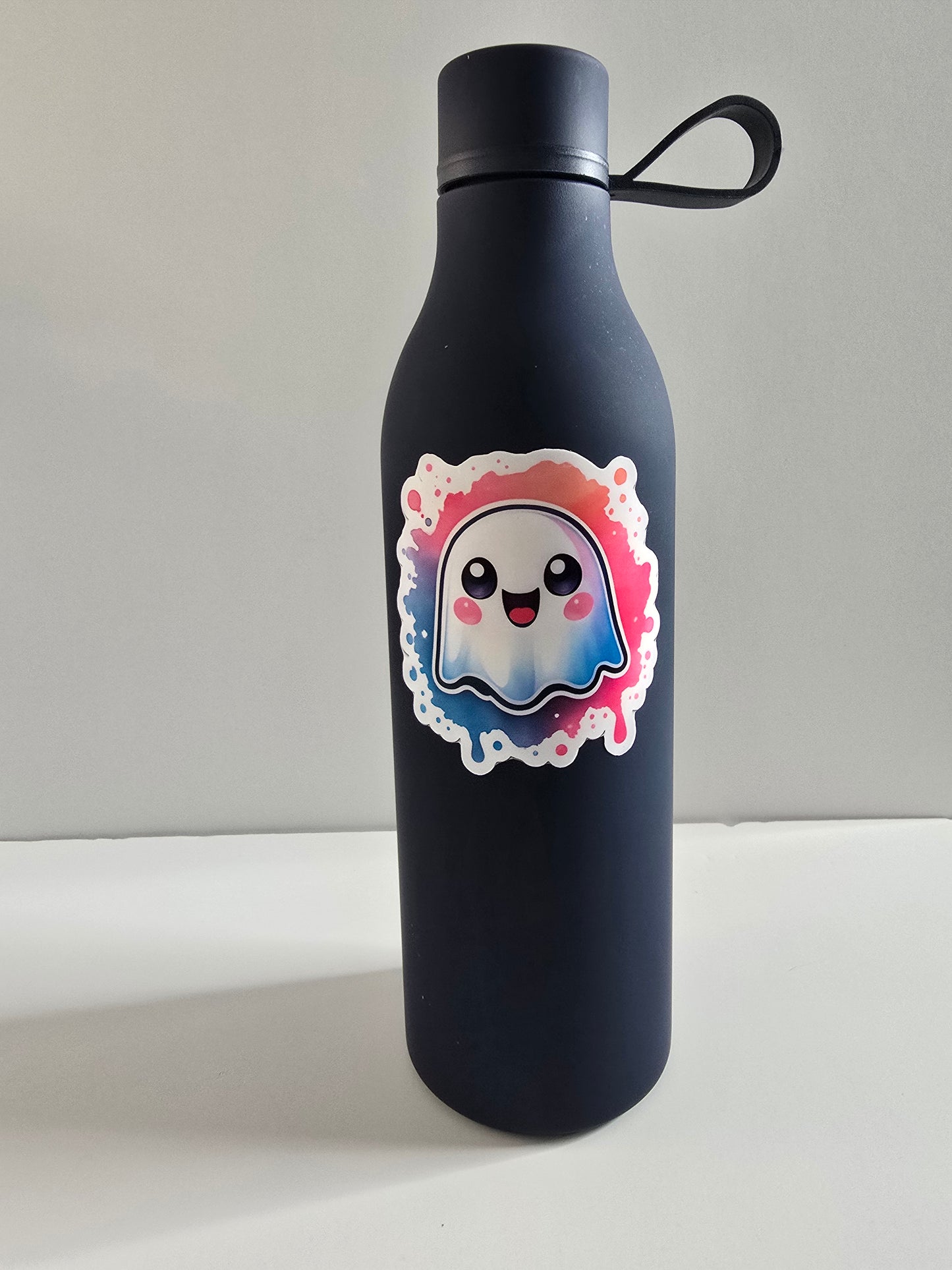 Kawaii Rainbow Ghost Sticker – Cute Spooky Water-resistant Vinyl (3") - Designs by Mysh