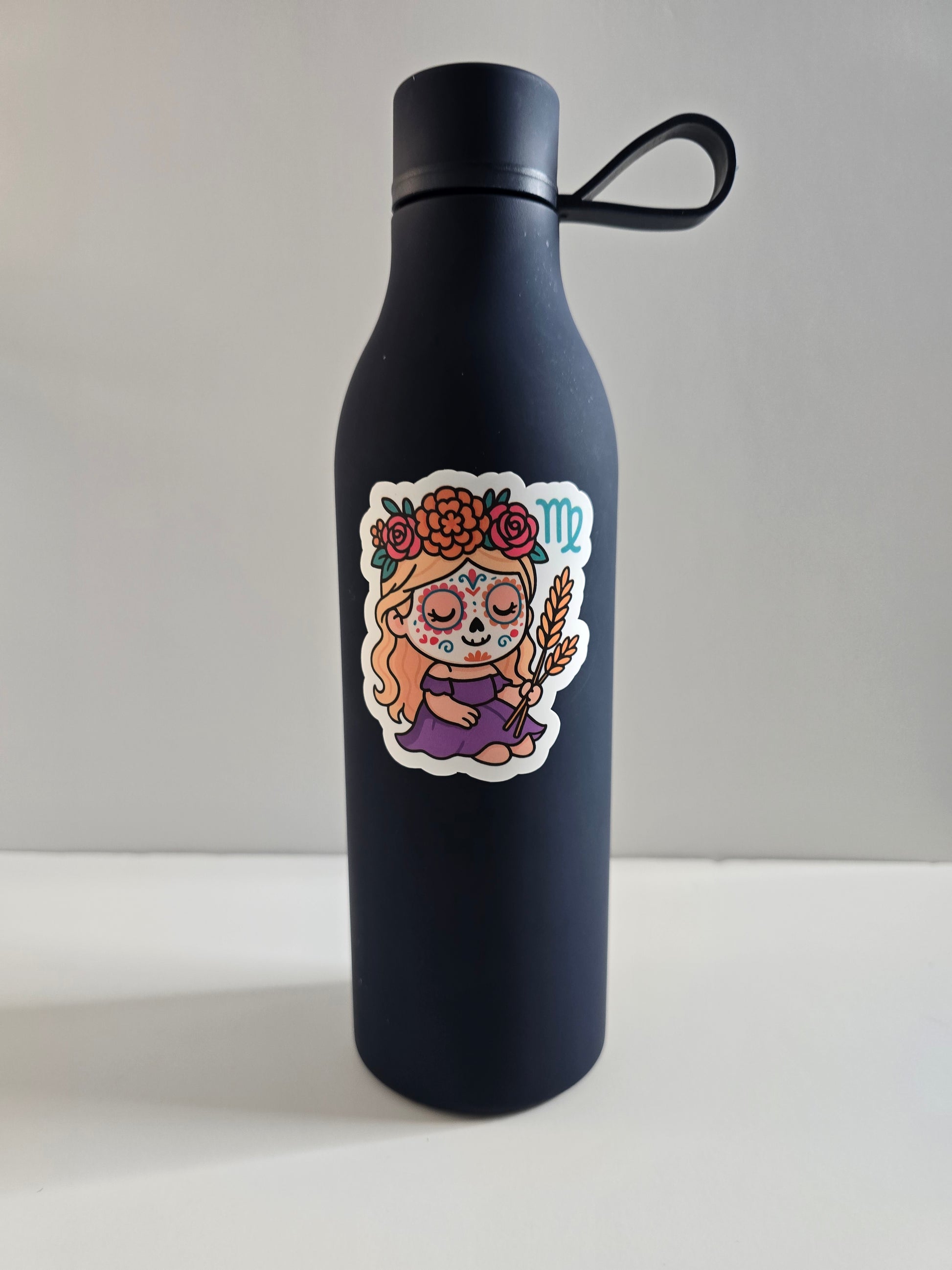 Virgo Sugar Skull Girl – Dia de los Muertos Zodiac Sticker | 3-Inch Die Cut Vinyl - Designs by Mysh