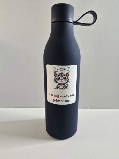 Not Ready for Primetime Cat Sticker – Funny Cat with Halo Vinyl Decal (3")