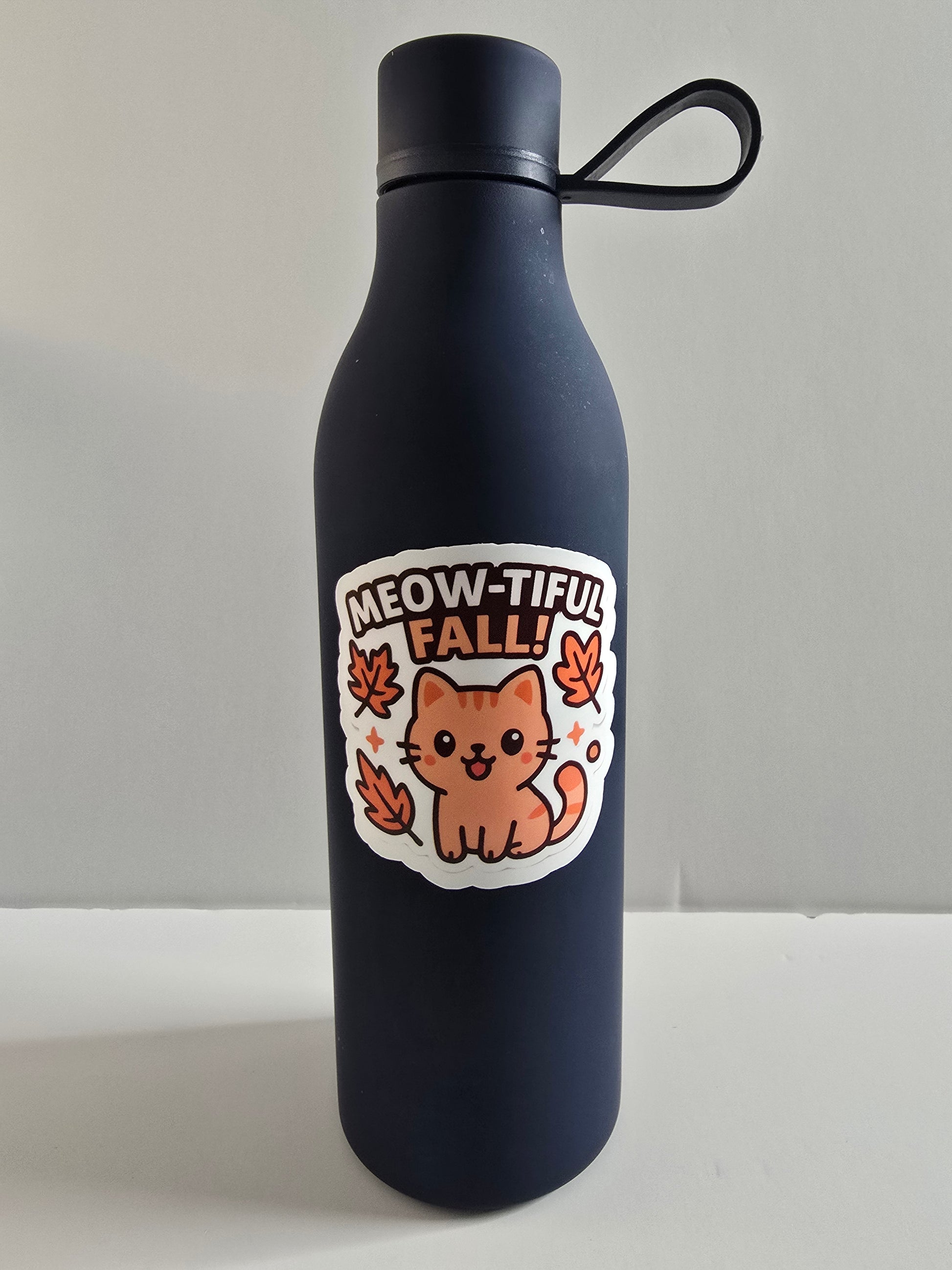 Meow-tiful Fall! Autumn Cat Sticker – Cute Fall Kitty Vinyl Decal (3") - Designs by Mysh