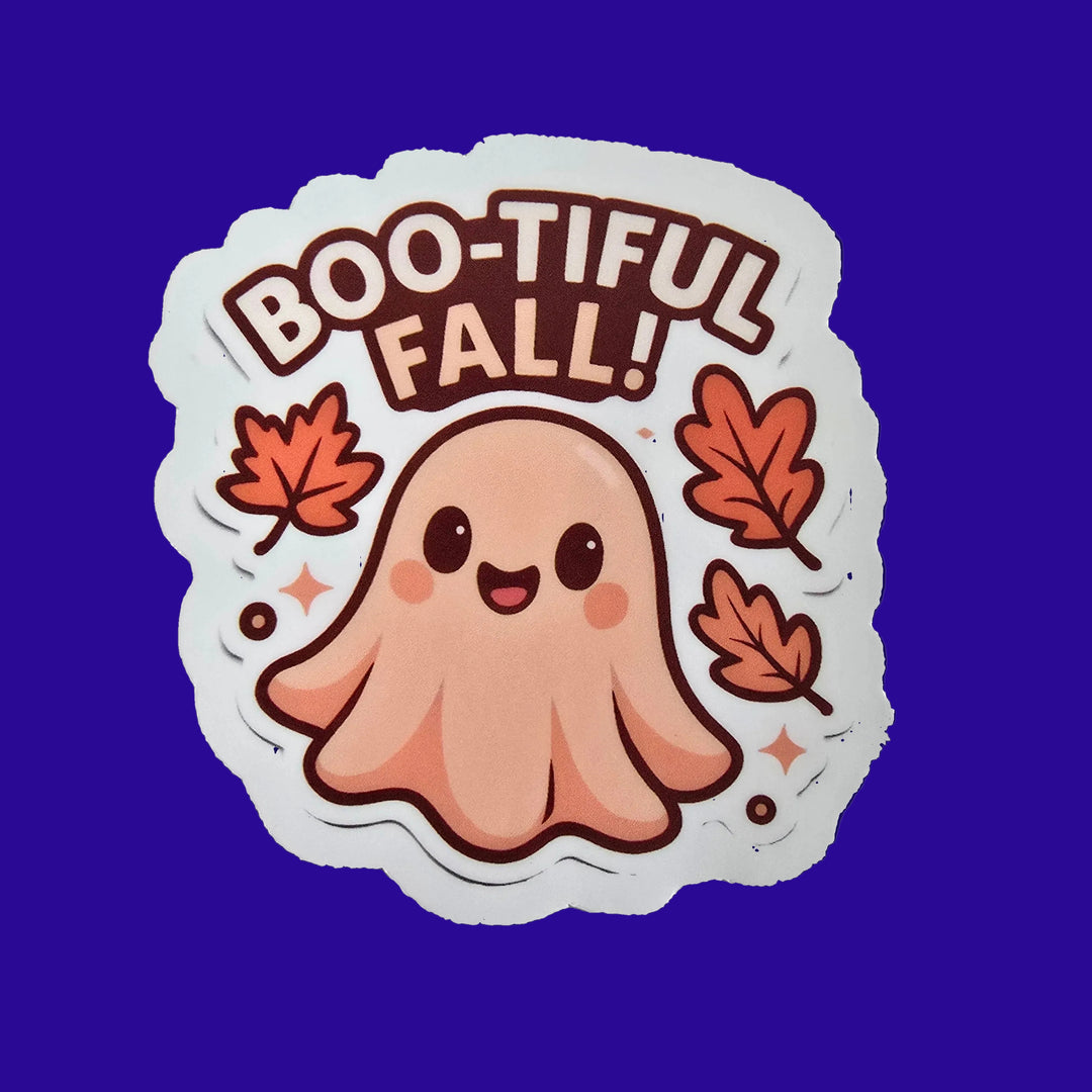 Boo-tiful Fall Ghost Sticker – Cute Autumn Ghost Vinyl Die Cut (3”) - Designs by Mysh