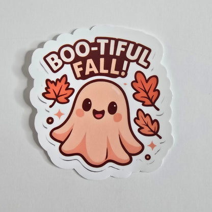 Boo-tiful Fall Ghost Sticker – Cute Autumn Ghost Vinyl Die Cut (3”) - Designs by Mysh