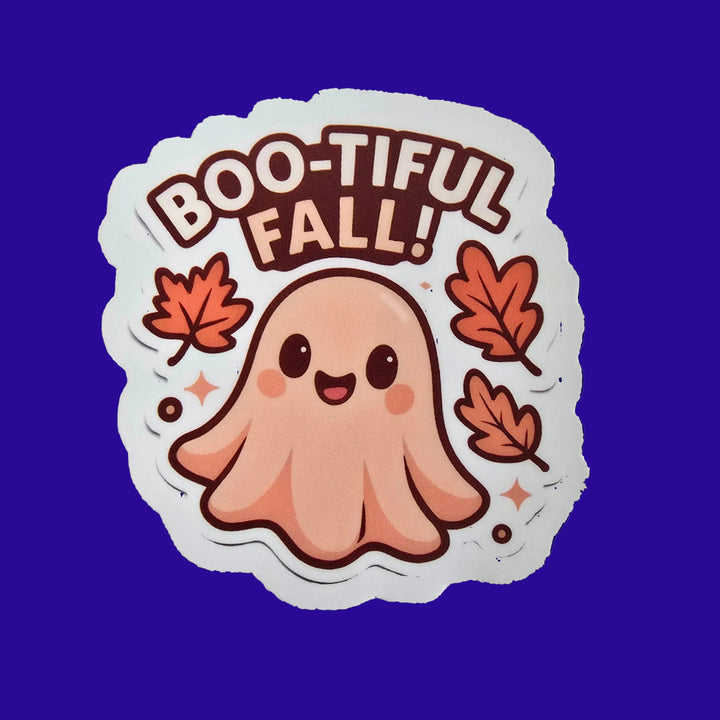 Boo-tiful Fall Ghost Sticker – Cute Autumn Ghost Vinyl Die Cut (3”) - Designs by Mysh
