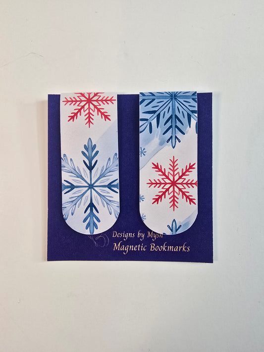 Snowflake theme mini dual bookmarks - magnetic bookmarks