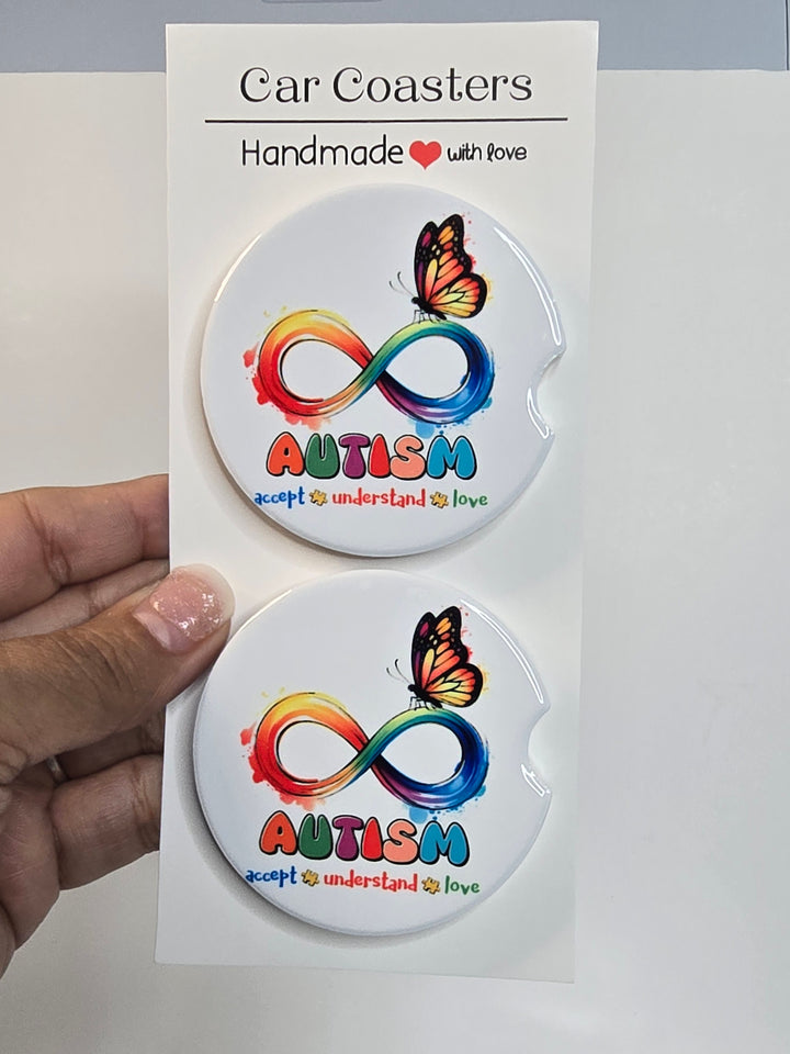 Autism Acceptance – Ceramic Car Coasters - Designs by Mysh