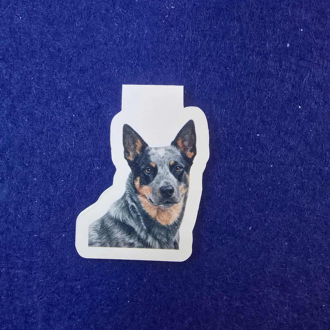 Sticker of a dog on a blue textured background