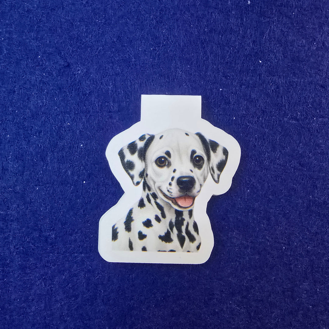 Sticker of a dalmatian dog on a blue background