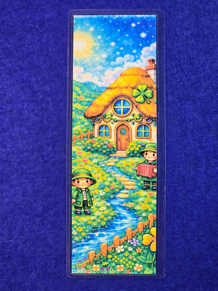 Colorful cartoon-style house on a blue textured background