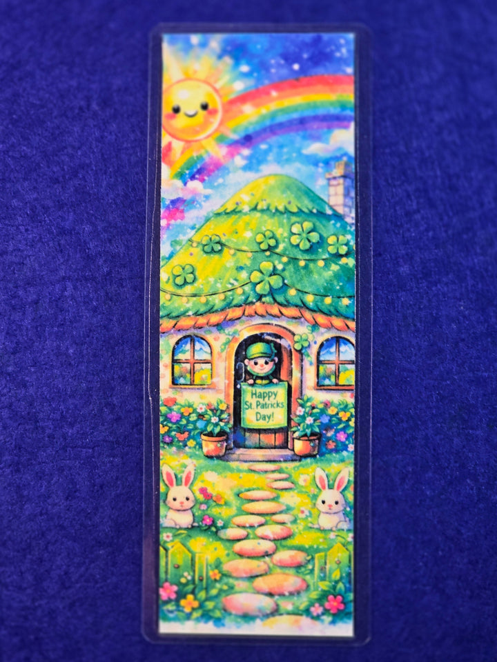 Colorful cartoon-style house on a blue background
