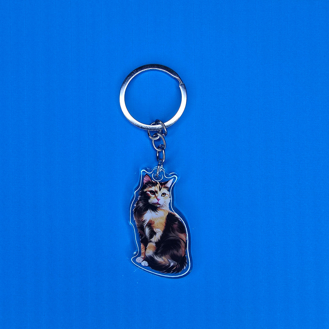 Calico Tricolor Cat Watercolor Acrylic Keychain – Designs by Mysh