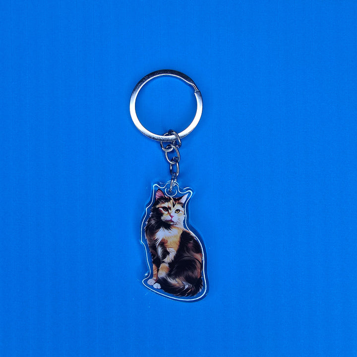 Calico Tricolor Cat Watercolor Acrylic Keychain – Designs by Mysh