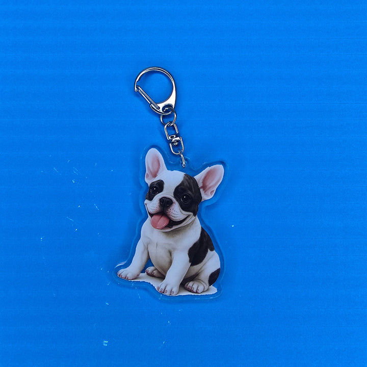 French Bulldog Brindle and White Watercolor Acrylic Keychain – Designs by Mysh