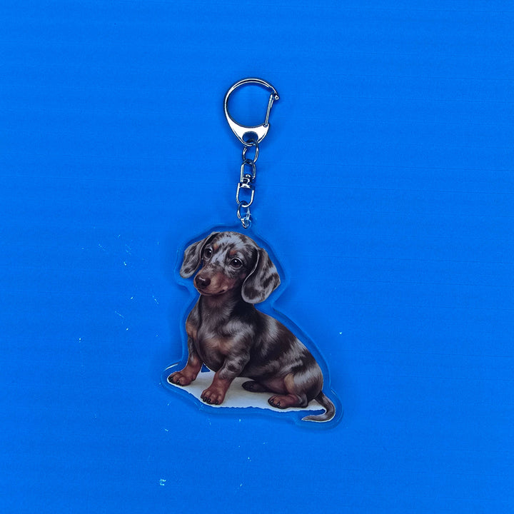 Dachshund Chocolate Dapple Watercolor Acrylic Keychain – Designs by Mysh