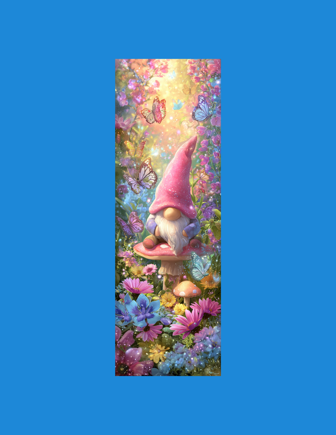Pink Gnome Traditional Bookmark - Whimsical Garden Art - Designs by Mysh