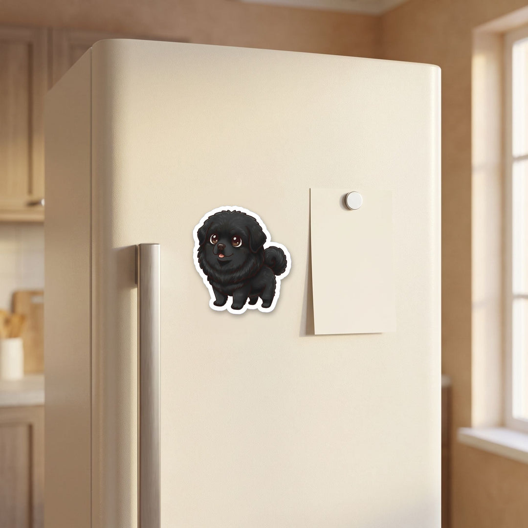 Tibetan Mastiff Black kawaii magnet on a refrigerator door