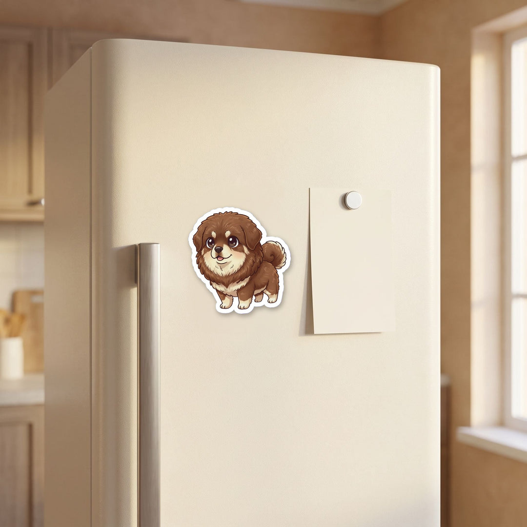 Tibetan Mastiff Brown kawaii magnet on a refrigerator door