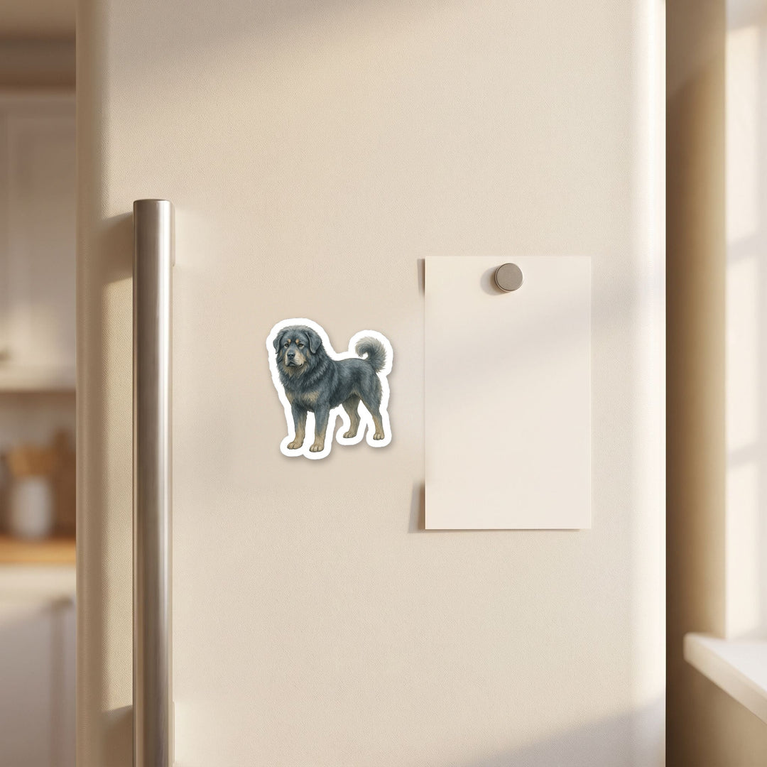 Tibetan Mastiff Blue Gray watercolor magnet on a refrigerator door