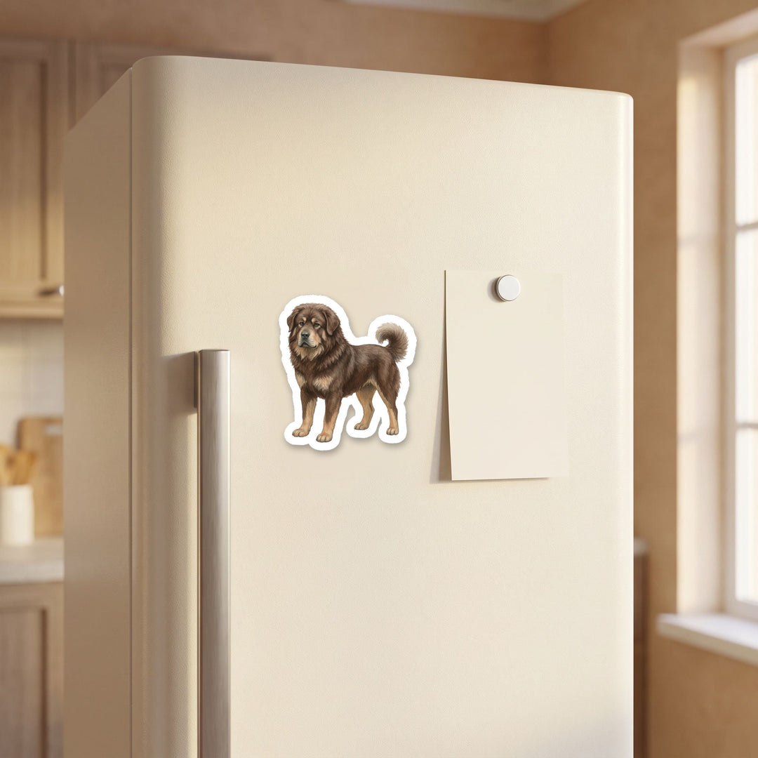 Tibetan Mastiff Brown watercolor magnet on a refrigerator door