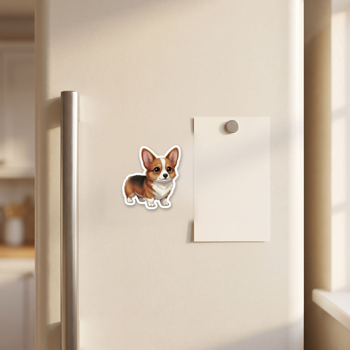 Corgi Sable kawaii magnet on a refrigerator door