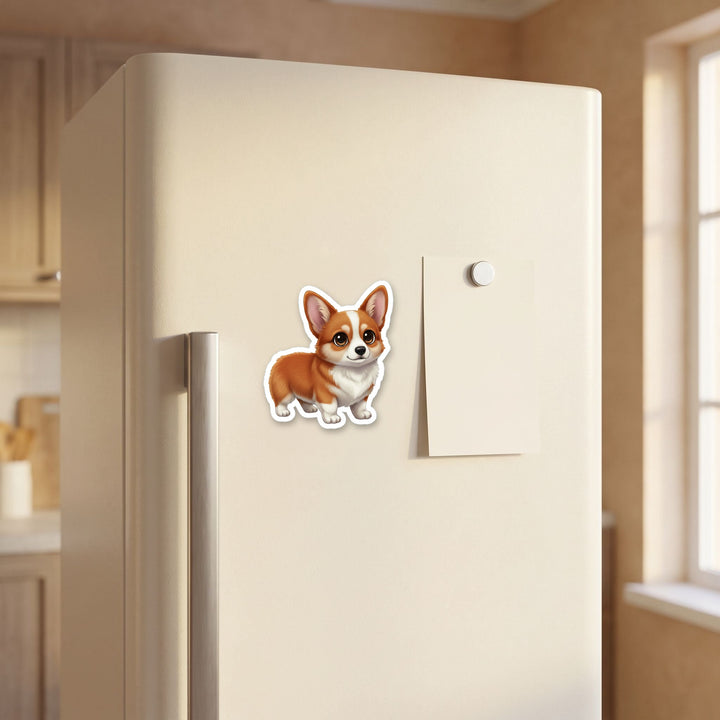 Corgi Red kawaii magnet on a refrigerator door