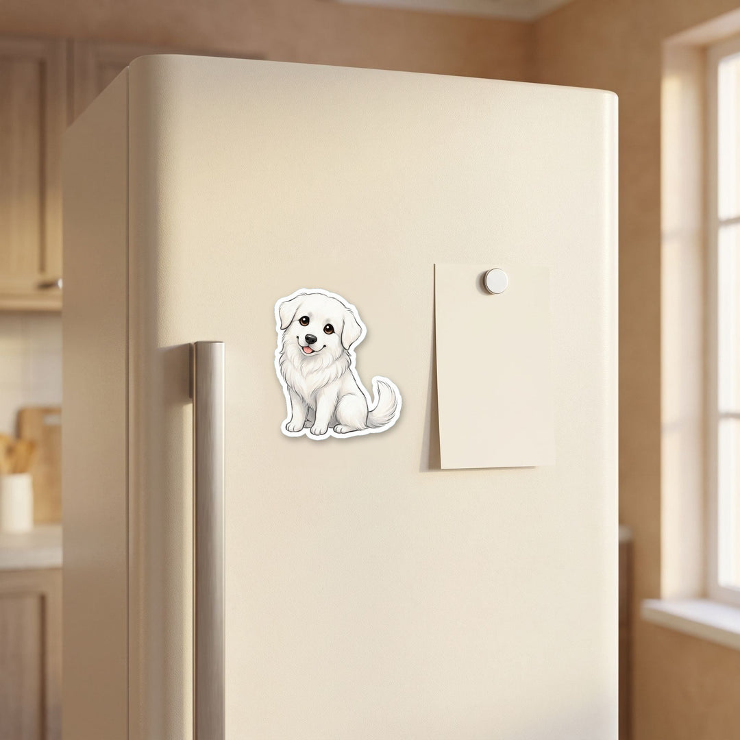 Great Pyrenees White kawaii magnet on a refrigerator door