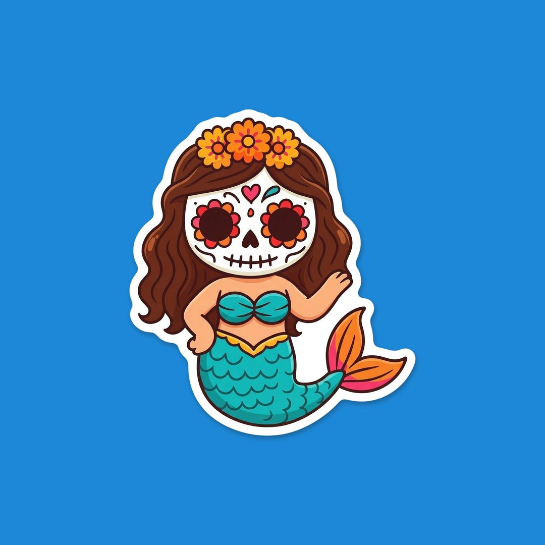 Sugar Skull Mermaid kawaii flexible fridge magnet – Designs by Mysh