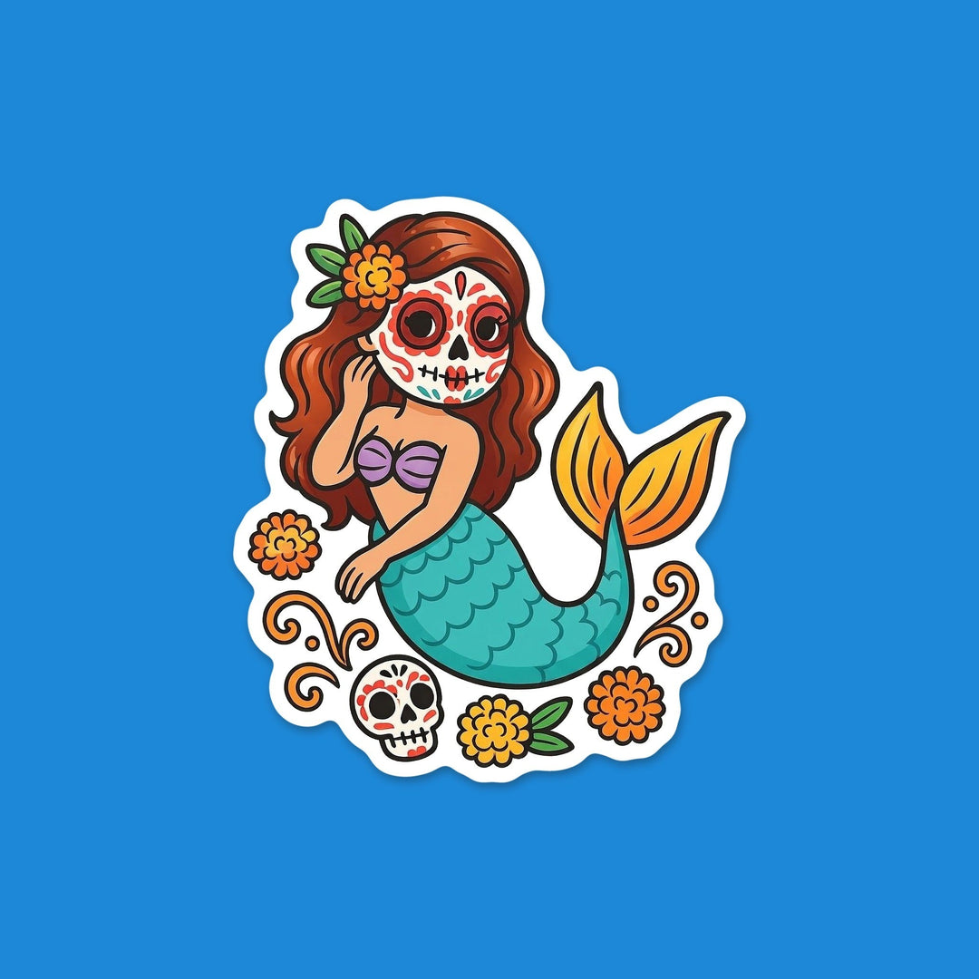 Marigold Sugar Skull Mermaid flexible fridge magnet – Designs by Mysh