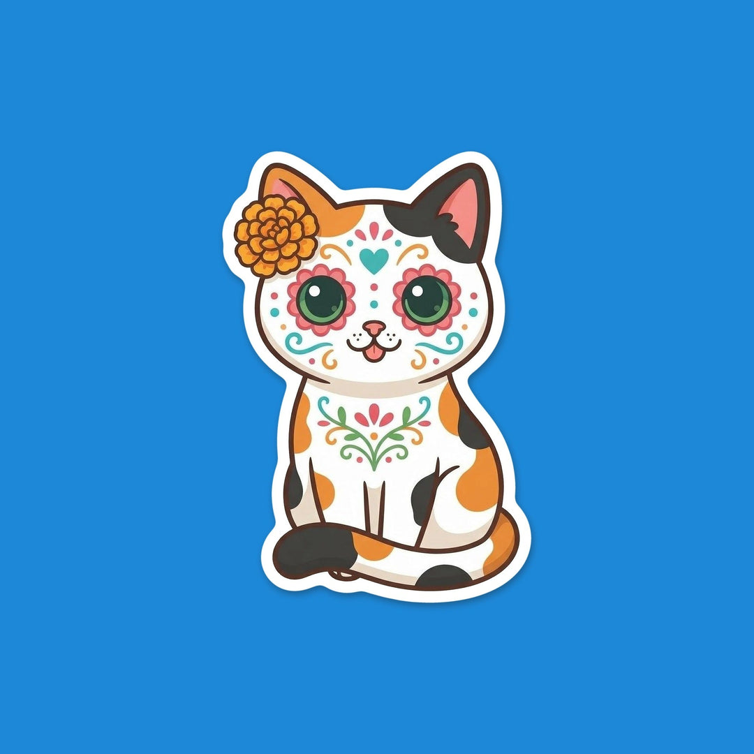 Calico Cat Sugar Skull kawaii flexible fridge magnet – Designs by Mysh