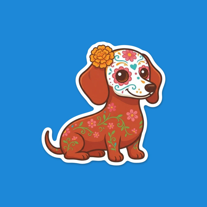 Dachshund Red Sugar Skull kawaii flexible fridge magnet – Designs by Mysh