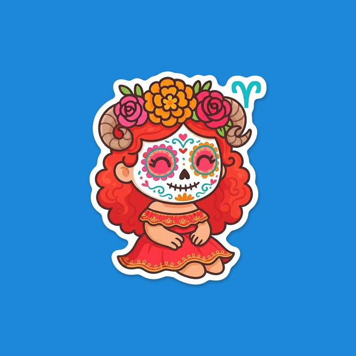 Aries Sugar Skull Girl flexible fridge magnet – Designs by Mysh