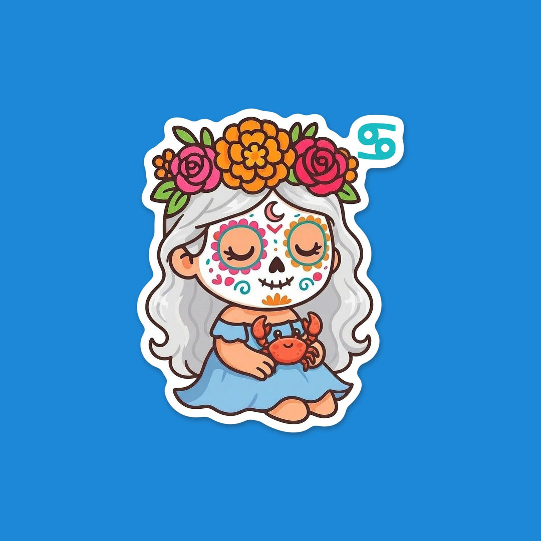 Cancer Sugar Skull Girl flexible fridge magnet – Designs by Mysh