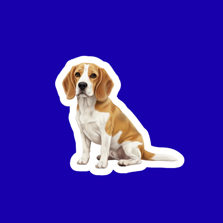 Sticker of a beagle dog on a blue background