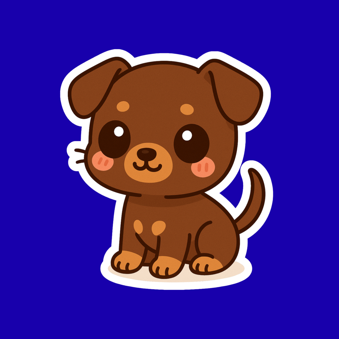 Doberman Pinscher Kawaii Vinyl Sticker | Cute Dog Lover Gift | 3” Water-Resistant Vinyl | 4 Color Variants - Designs by Mysh