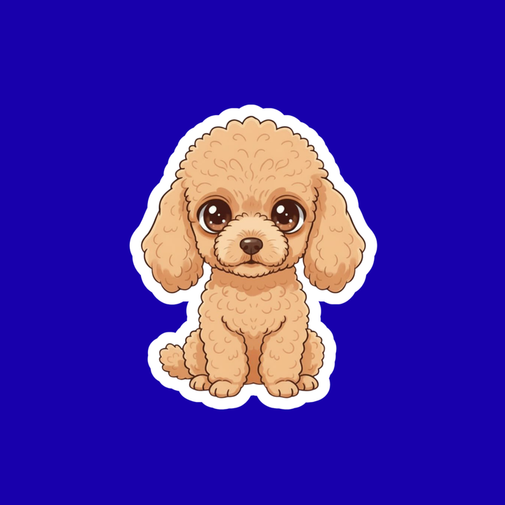 Cartoon dog sticker on a blue background
