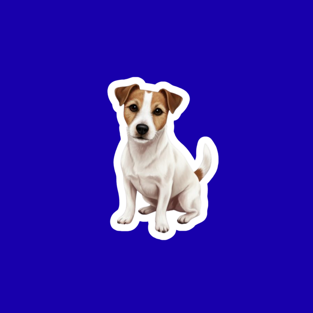 Dog cutout on a blue background