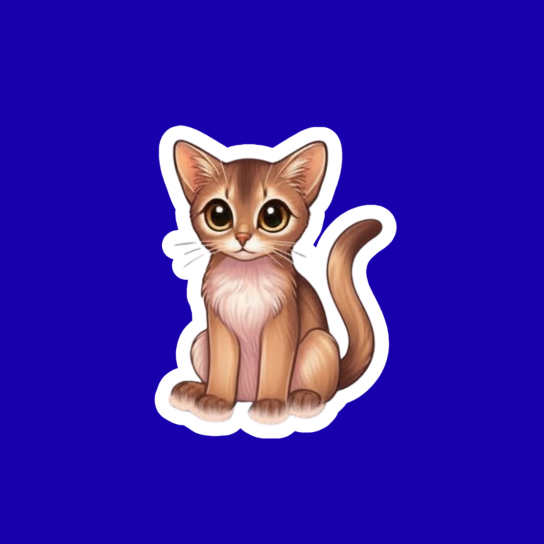 Illustration of a sitting cat on a blue background