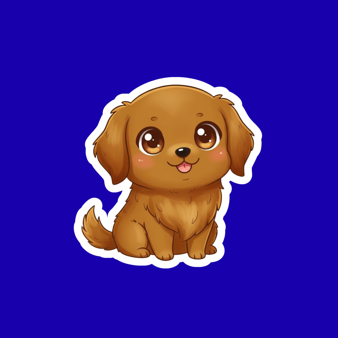 Cartoon brown dog on a blue background