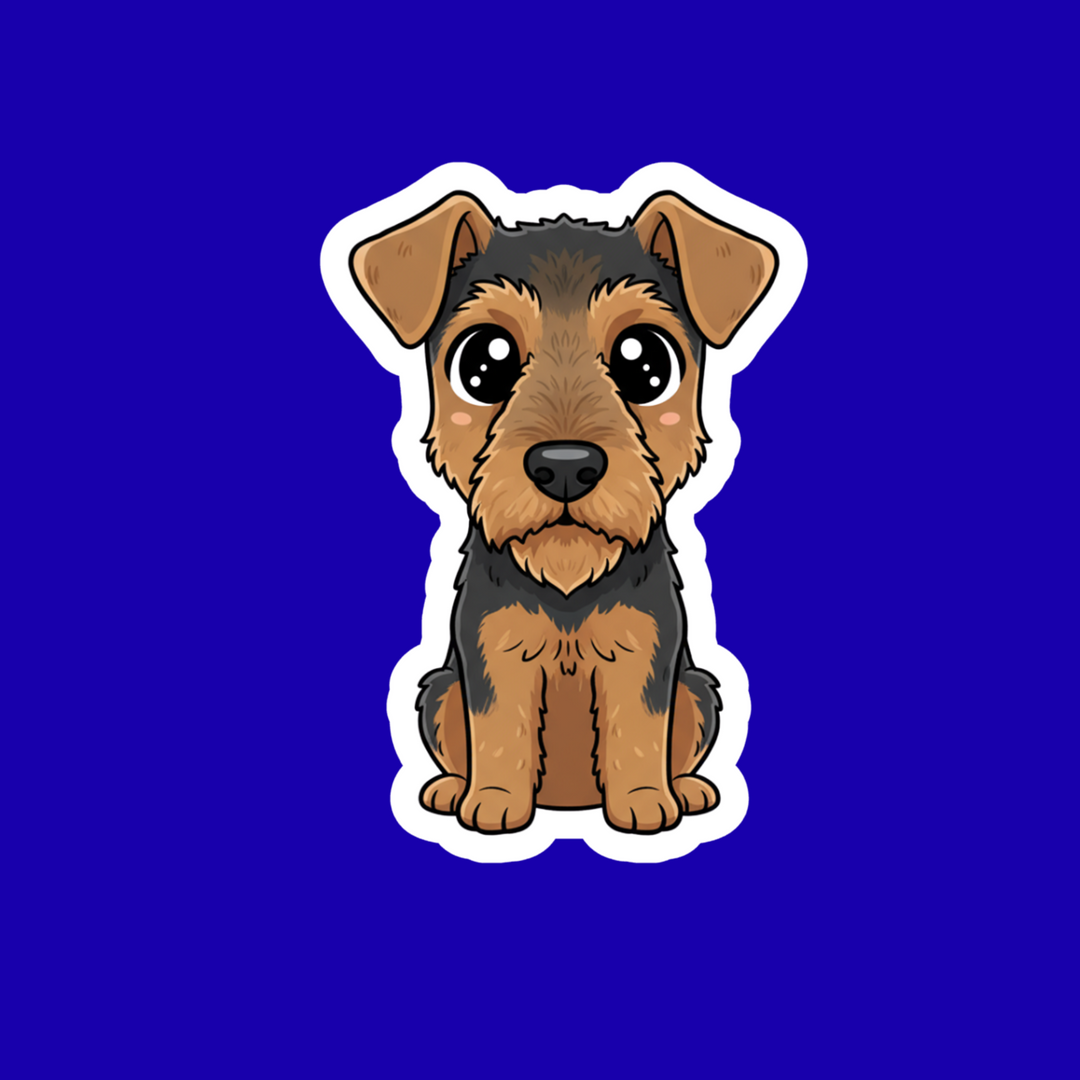 Cartoon dog sticker on a blue background