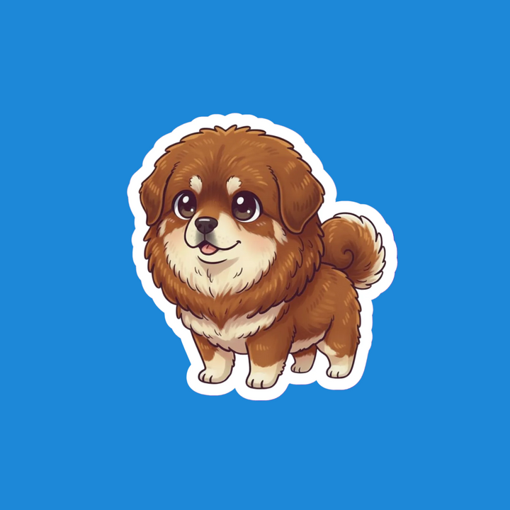 Cartoon dog sticker on a blue background