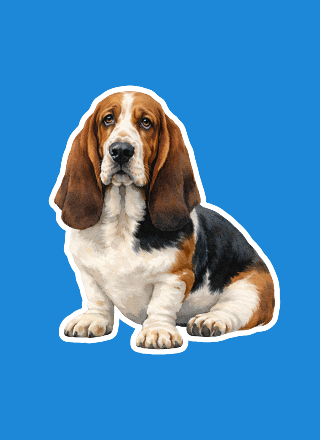 Basset Hound Brown Tri Watercolor Vinyl Sticker - Designs by Mysh