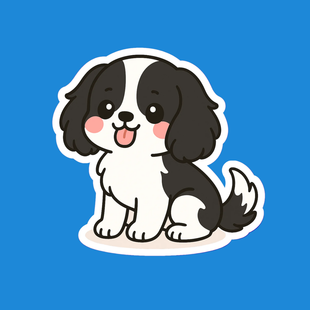 Cavalier King Charles Spaniel Black and White Kawaii Flexible Fridge Magnet – Designs by Mysh