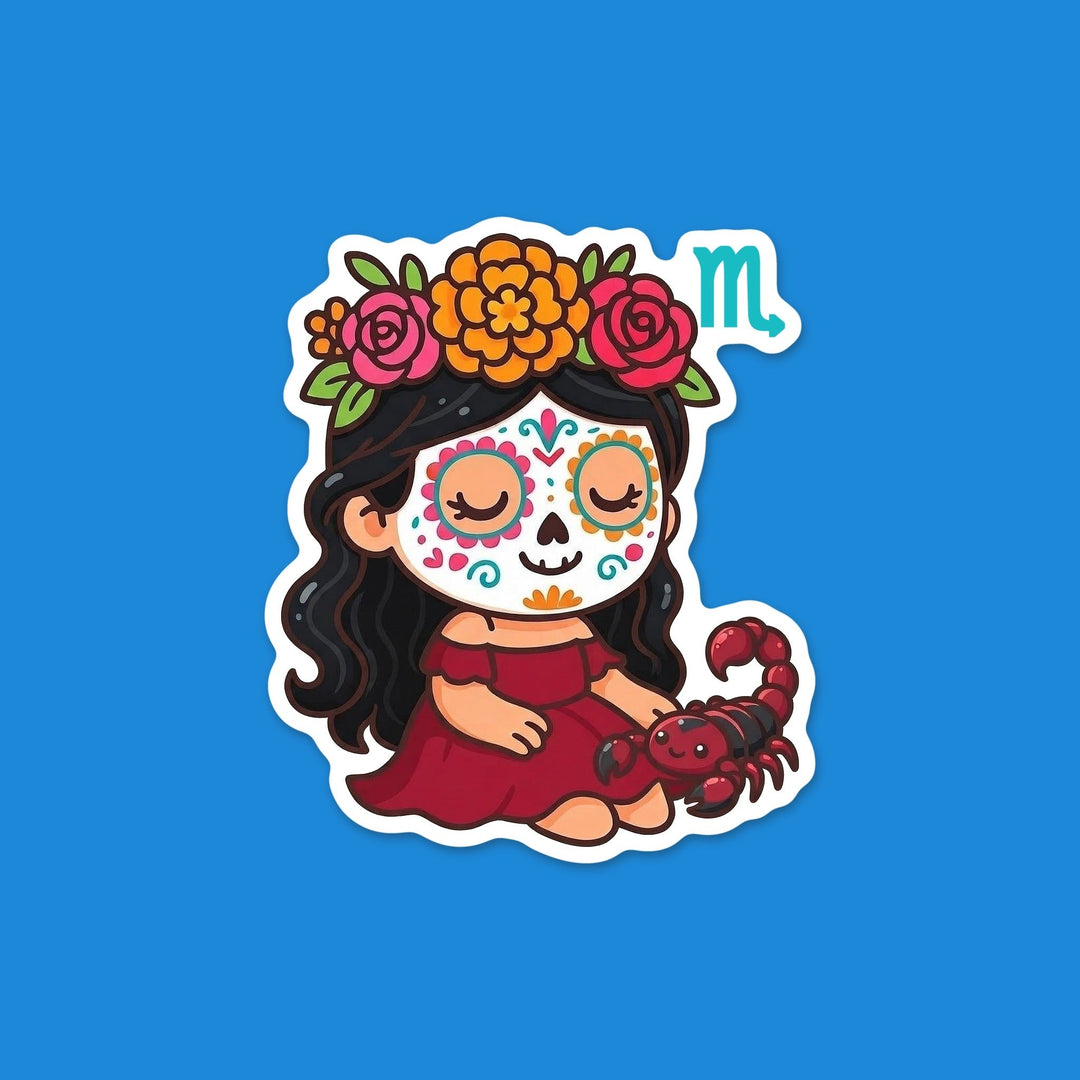 Scorpio Sugar Skull Girl flexible fridge magnet – Designs by Mysh